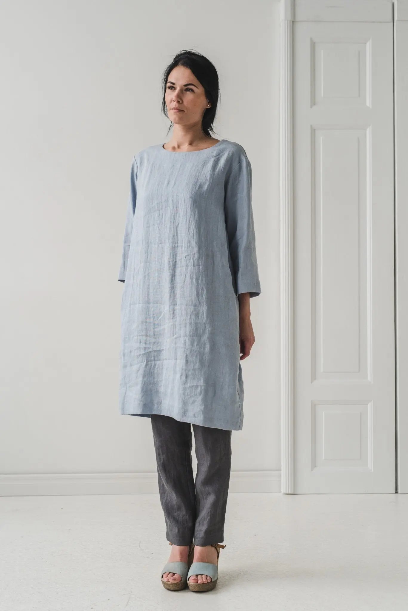 READY TO SHIP Minimal Linen Dress - Epic Linen luxury linen