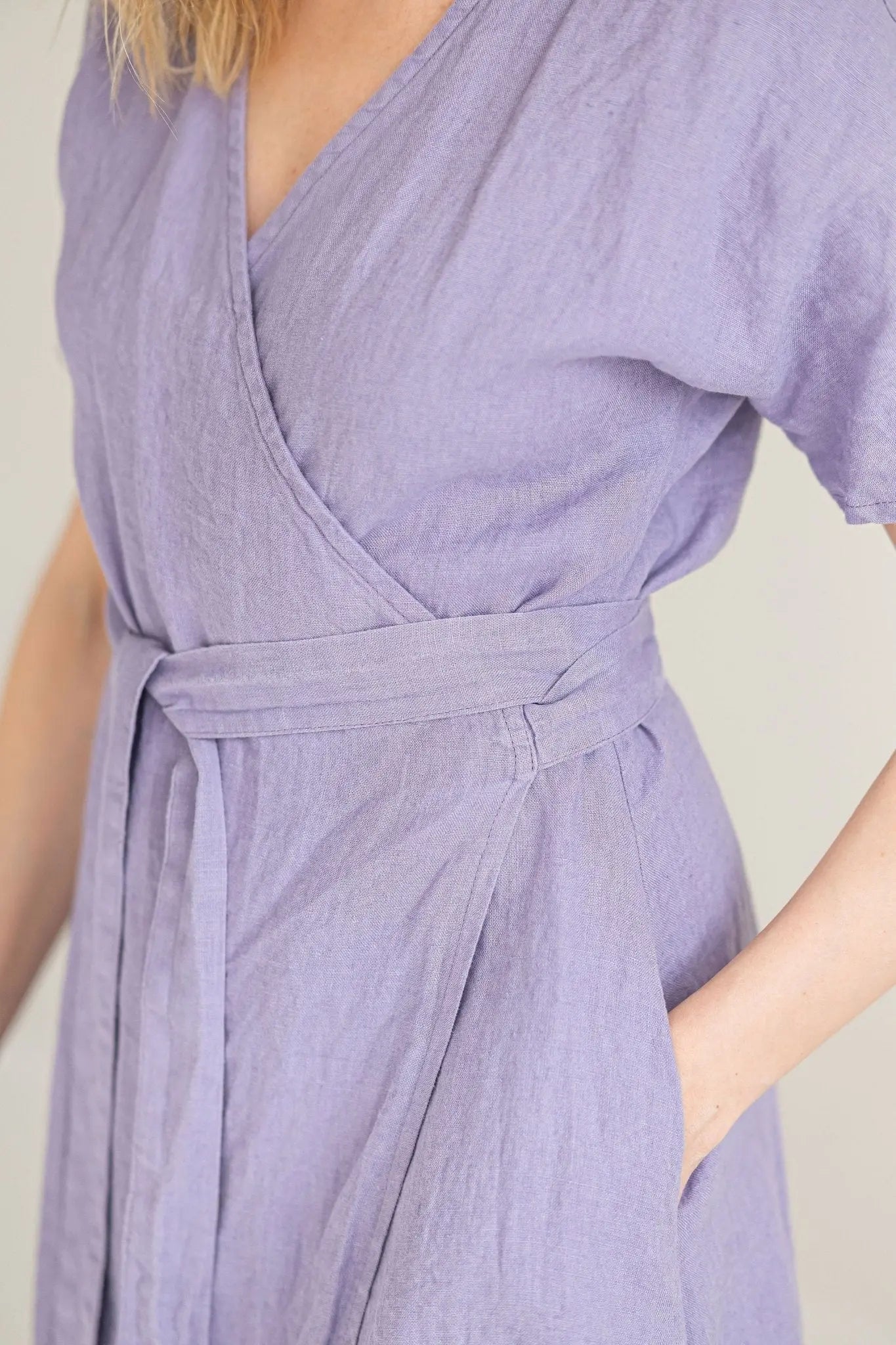 READY TO SHIP Soft Linen Wrap Dress - Epic Linen luxury linen