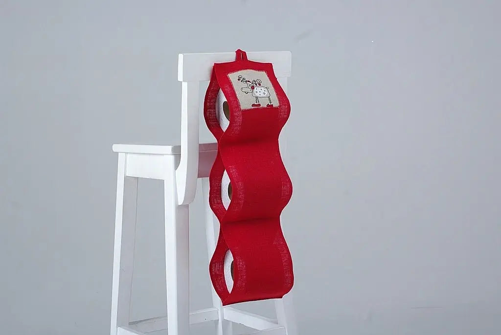 Red Linen Toilet Paper Roll Holder - Epic Linen luxury linen