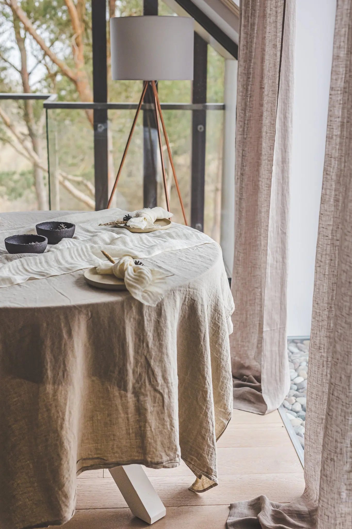 Round Stonewashed Linen Tablecloth - Epic Linen luxury linen