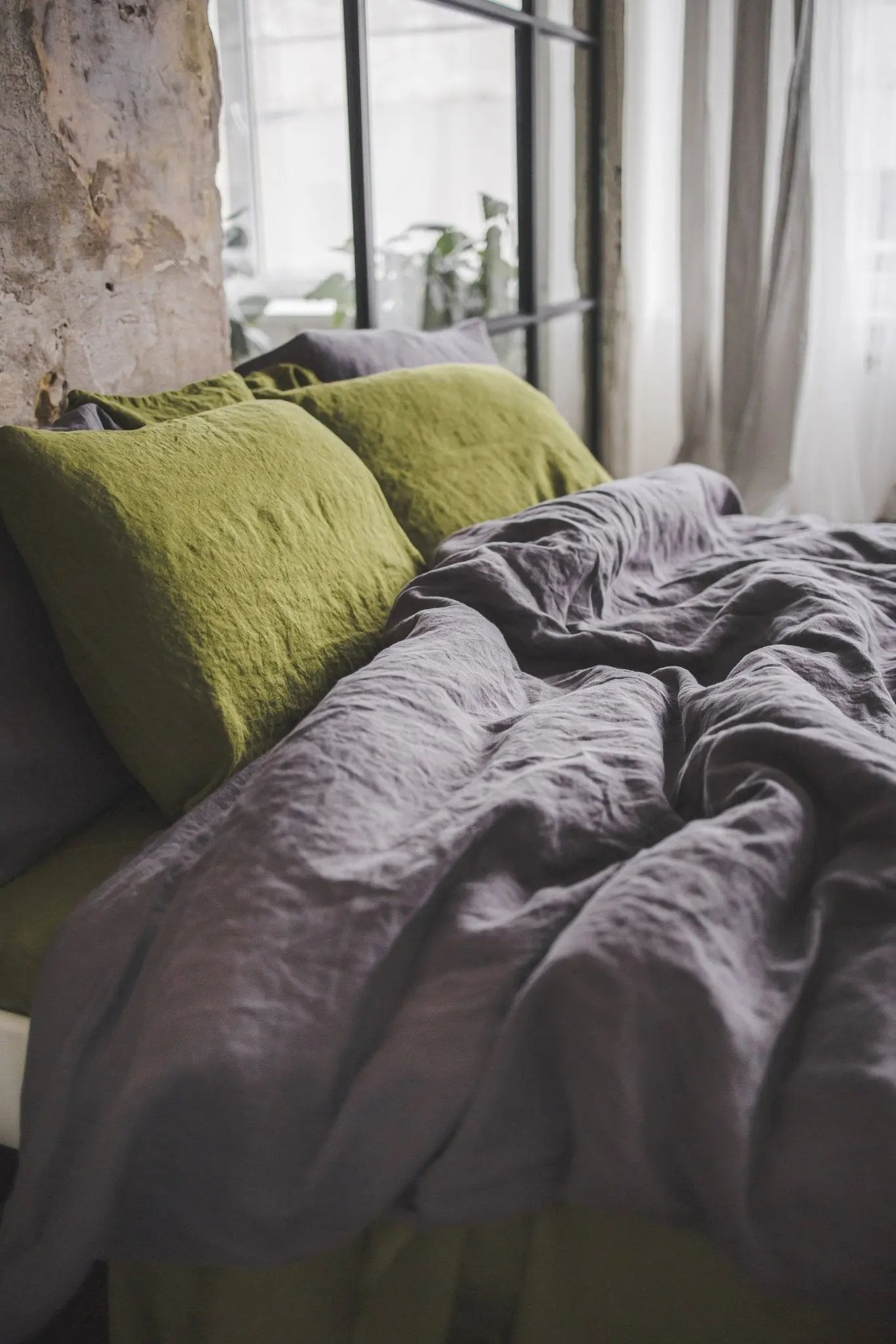 Set of 2 Linen Pillowcases Green Moss - Epic Linen luxury linen