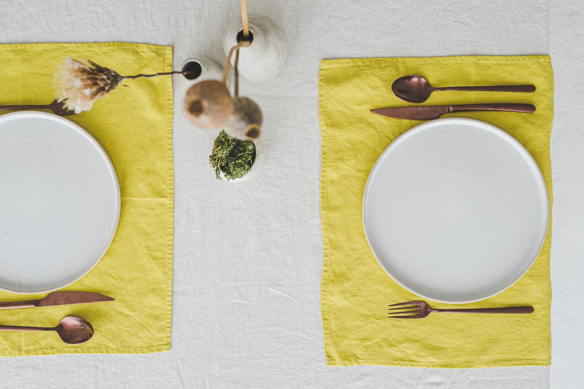 Set of 2 Stonewashed Natural Linen Napkins in Lemon - Epic Linen luxury linen