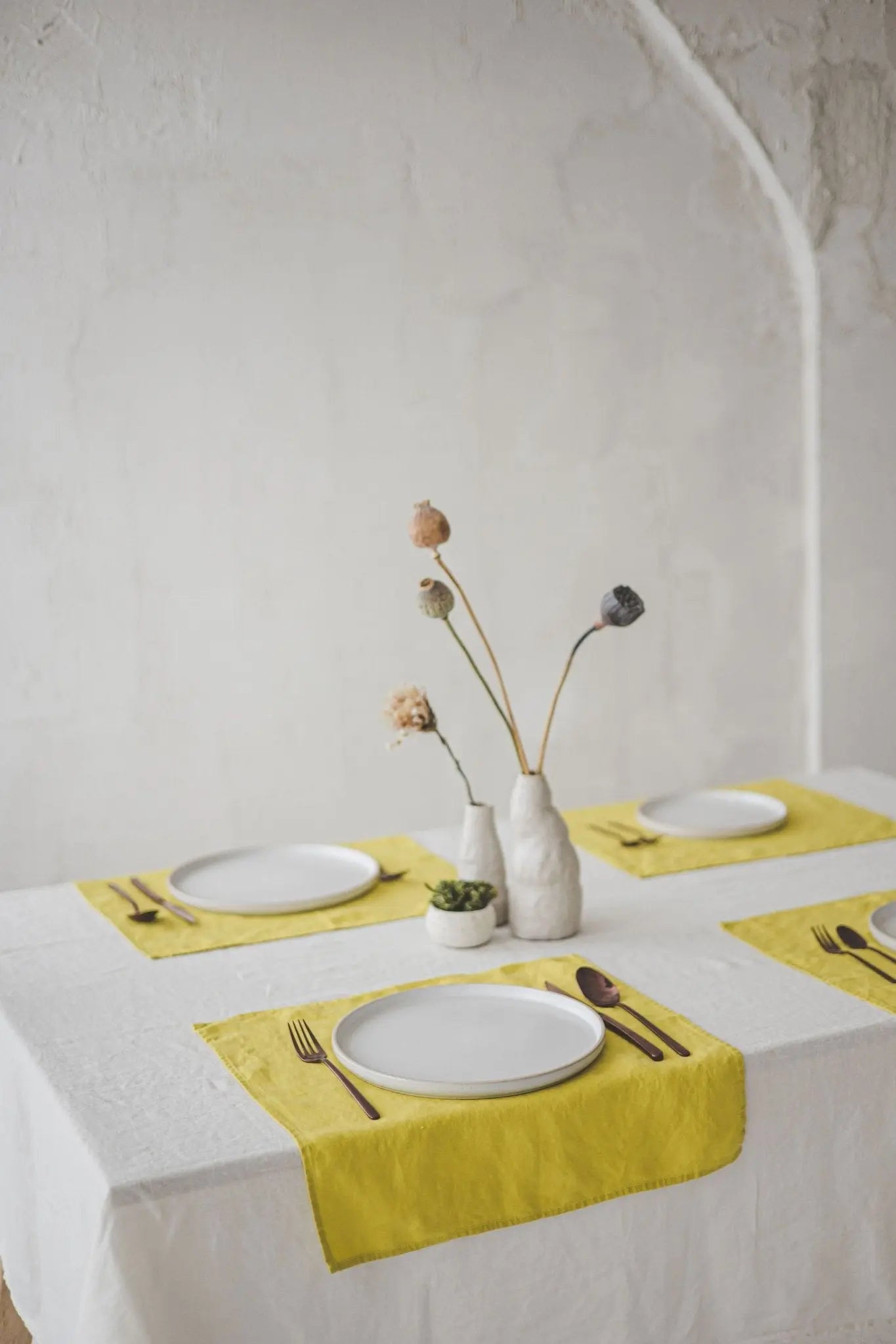 Set of 2 Stonewashed Natural Linen Napkins in Lemon - Epic Linen luxury linen