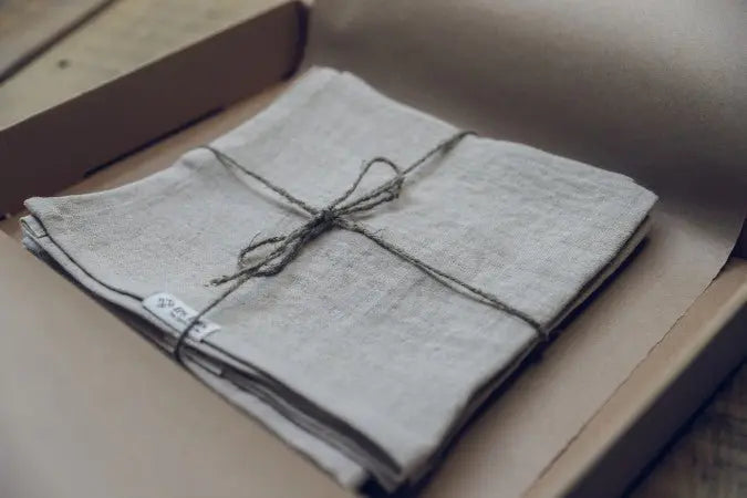 Set of 2 Stonewashed Natural Linen Napkins in Organic Gift Box - Epic Linen luxury linen