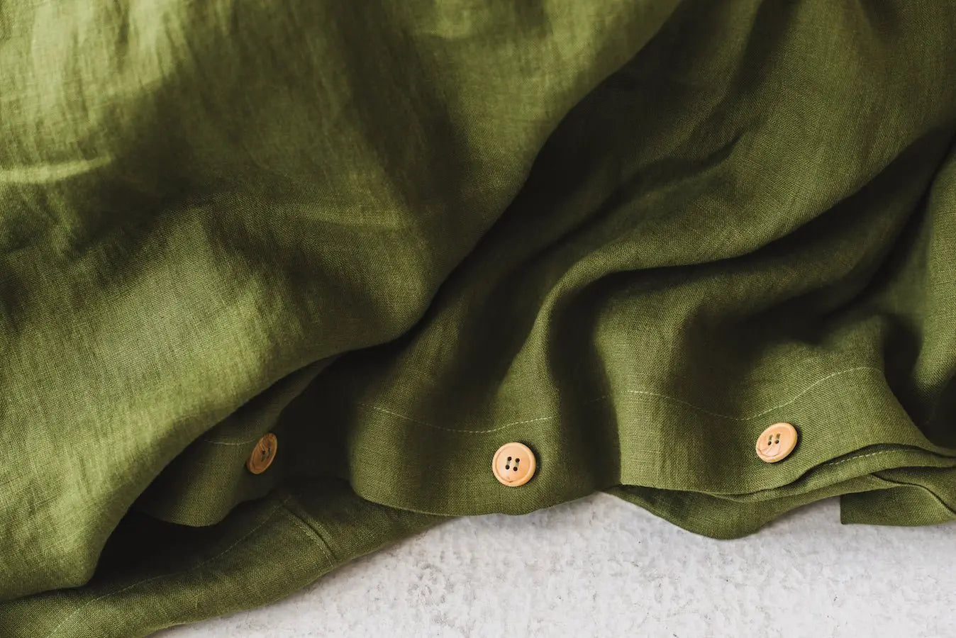Soft Linen Duvet Cover in Green Moss - Epic Linen luxury linen