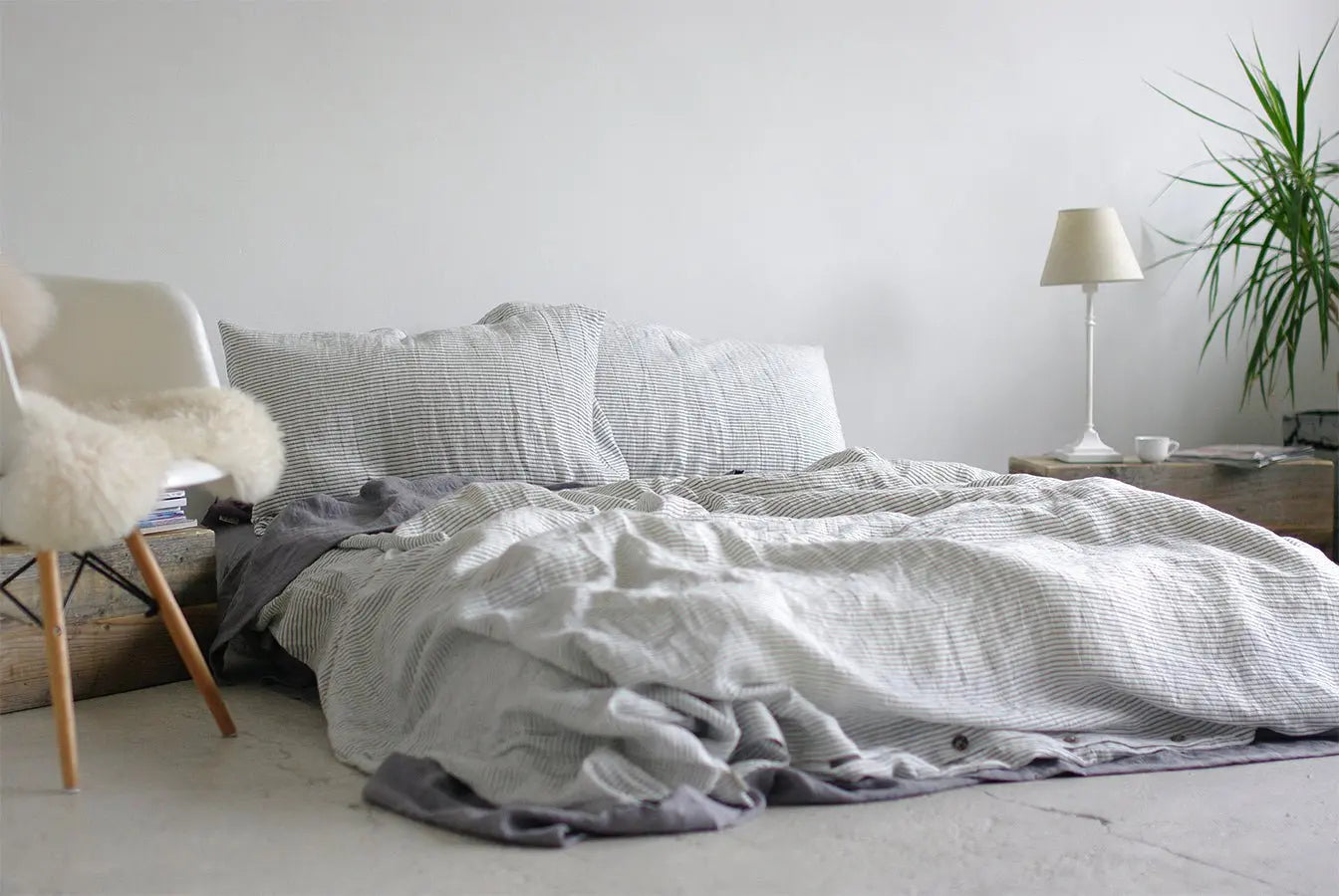 Striped Stonewashed Linen Bed Set - Epic Linen luxury linen